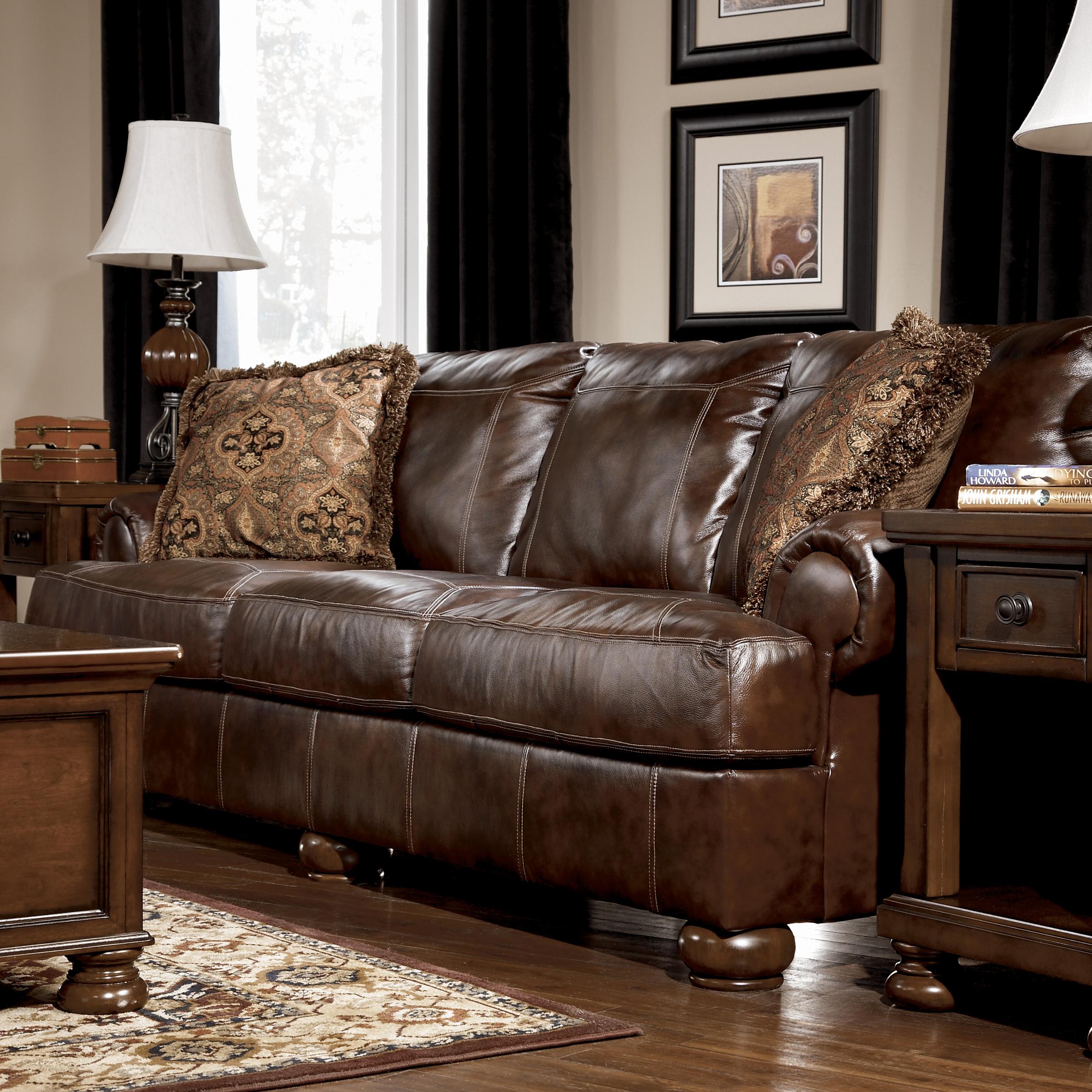 Signature Design by Ashley Axiom - Walnut Traditional Stationary Sofa